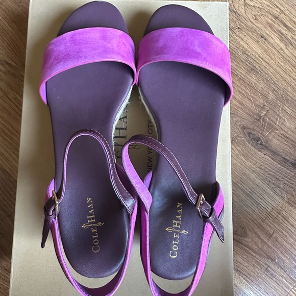 NEW COLE HAAN Arden Mixed-Media Platform Wedge Sandals , like new , worn once - Picture 6 of 9